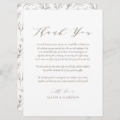 Taupe Dainyスクリプト結婚のサンキューカード プログラム (正面/裏面)