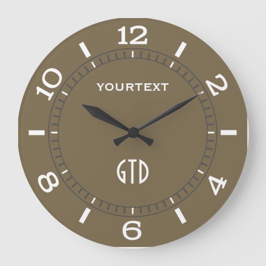 Taupe Decor Dial Systes(Taupe Decorのダイヤルが簡単パーソナライズ ラージ壁時計 (正面)