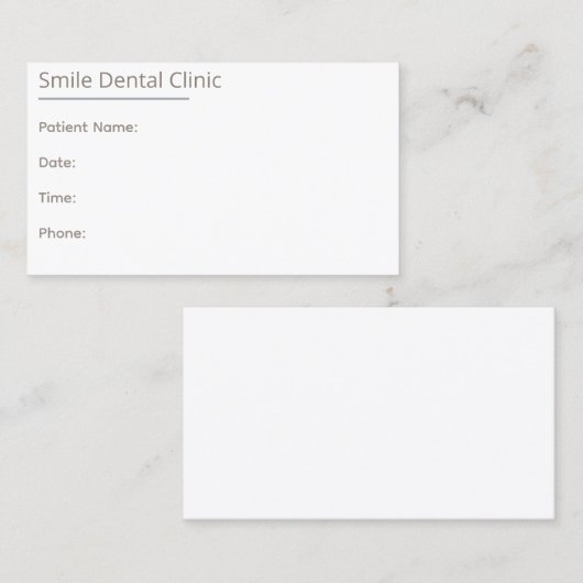 Taupe Dental Appointment Card One Line 予約カード (正面/裏面)