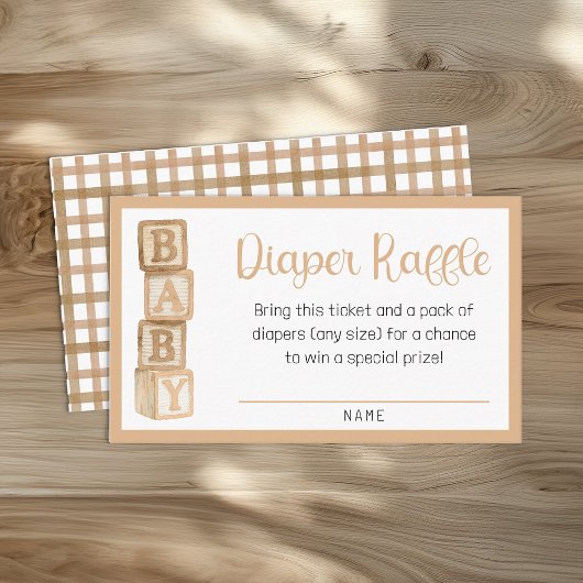 Taupe Diaper Raffle Card | Baby Shower Insert エンクロージャーカード