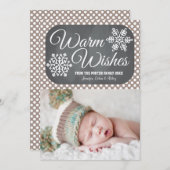 Taupe Dot Chalkboardスノーフレークホリデーフォトカード シーズンカード (正面/裏面)