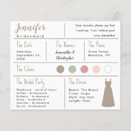 Taupe Dressカラー花嫁付添人カード