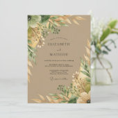 Taupe Earthy Botanical Wedding 招待状 (スタンド正面)