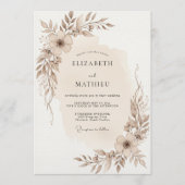 Taupe Ethereal Botanical Wedding 招待状 (正面)