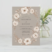Taupe Ethereal Floral Flourish Wedding 招待状 (スタンド正面)