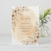 Taupe Ethereal Floral Wedding 招待状 (スタンド正面)