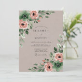Taupe Exquisite Watercolor Wedding 招待状 (スタンド正面)