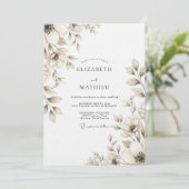 Taupe Floral Bloom Wedding 招待状 (スタンド正面)