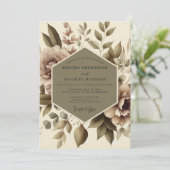 Taupe Floral Botanical Wedding 招待状 (スタンド正面)