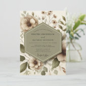 Taupe Floral Ethereal Wedding 招待状 (スタンド正面)