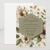 Taupe Floral Ethereal Wedding 招待状 (正面/裏面)