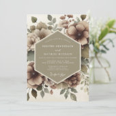 Taupe Floral Romance Wedding 招待状 (スタンド正面)