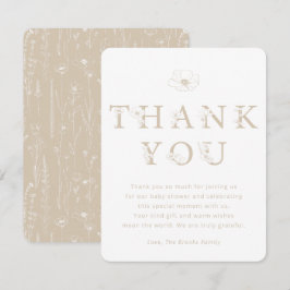Taupe Floral Thank You Card | Baby Shower サンキューカード