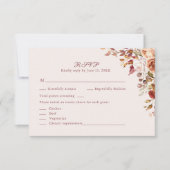 Taupe Floral Wedding RSVP Card Elegant Response (正面)