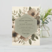 Taupe Floral Woodland Romance Wedding 招待状 (スタンド正面)