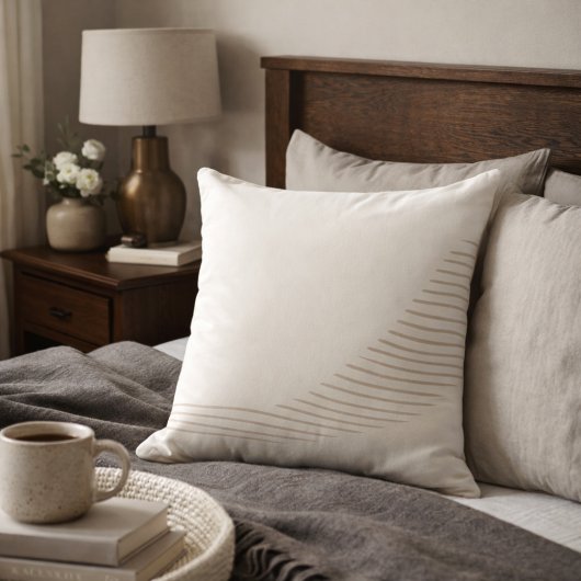 Taupe Flowing Lines Throw Pillow クッション