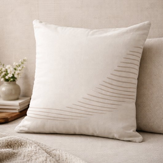 Taupe Flowing Lines Throw Pillow クッション