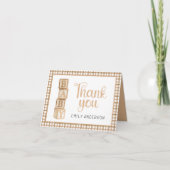 Taupe Gingham Baby Thank You Card | Blocks サンキューカード (正面)