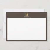 Taupe Gold Monogram Personalized Name Luxury Gift  ノートカード (正面)
