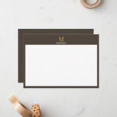 Taupe Gold Monogram Personalized Name Luxury Gift  ノートカード (正面/裏面インサイチュ)