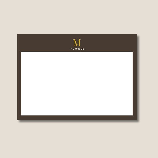 Taupe Gold Monogram Personalized Name Luxury Gift  ノートカード