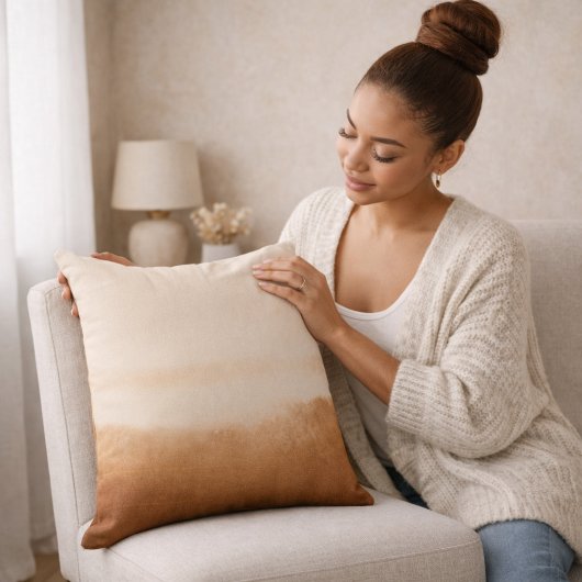 Taupe Gold Stripe Throw Pillow クッション