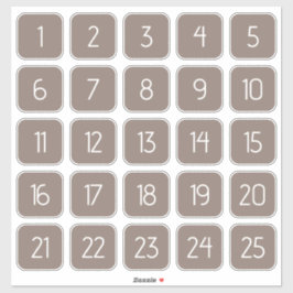 Taupe Gray Customizable Square Number Stickers  シール