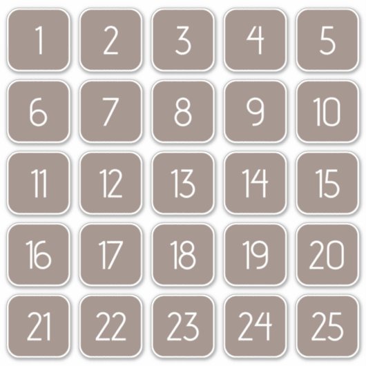 Taupe Gray Customizable Square Number Stickers  シール (正面)