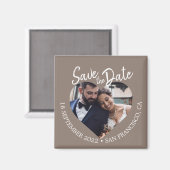 Taupe Gray Photo Modern Script Save the Date マグネット (正面/裏面)