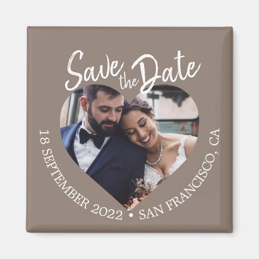 Taupe Gray Photo Modern Script Save the Date マグネット (正面)