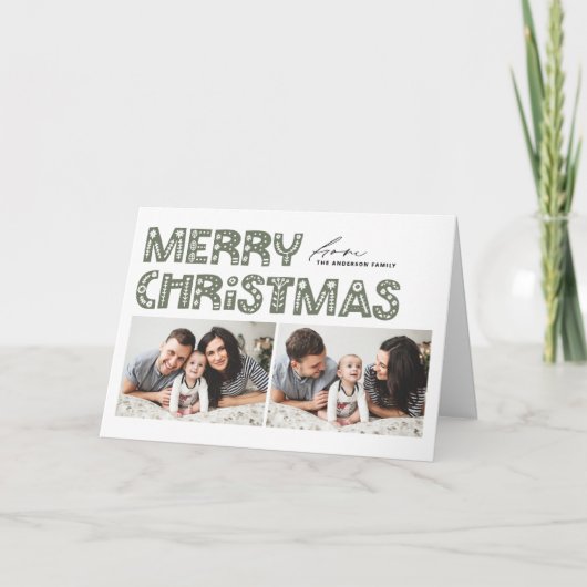 Taupe Greenスカンジナビアの2枚の写真クリスマス シーズンカード (正面)