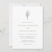 Taupe GreenミニマリストブーケQRコード結婚ズ 招待状 (正面)