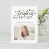 Taupe Green書道素朴写真卒業 案内状 (スタンド正面)