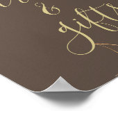 Taupe Greigeと金ゴールドモダンフローラカード&ギフト ポスター (角)