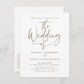 Taupe Hand Lettered書道ボホ結婚ズ インビテーションポストカード (正面/裏面)