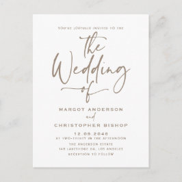 Taupe Hand Lettered書道ボホ結婚ズ インビテーションポストカード