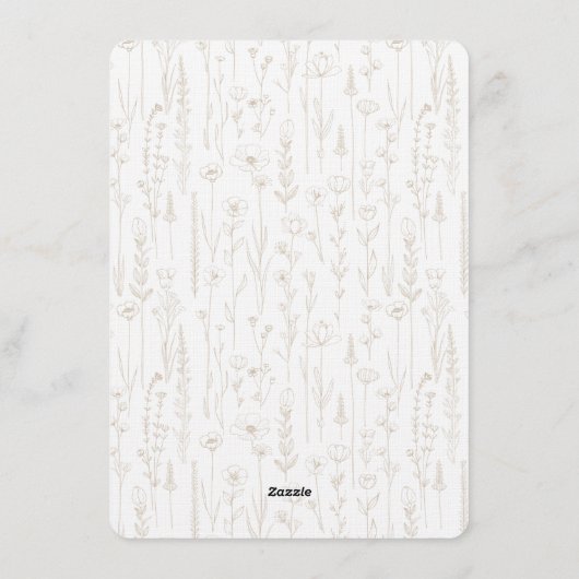 Taupe Hello Baby Wildflower Invitation 招待状 (裏面)