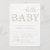 Taupe Hello Baby Wildflower Invitation 招待状 (正面)