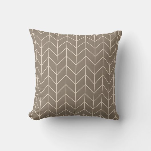 Taupe Herringbone Throw Pillow クッション (正面)