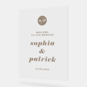 Taupe Italicはっきりしたタイポグラフィ結婚の歓迎 アクリルサイン (傾斜)