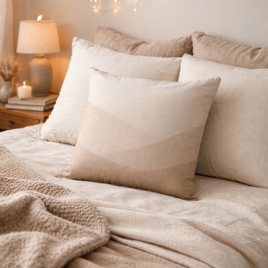 Taupe Ivory Dusk Throw Pillow クッション