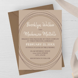 Taupe & Ivory Neutral Elegance Wedding Invitation 招待状