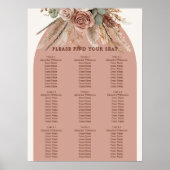 Taupe ivory pampas grass wedding seating chart ポスター (正面)