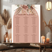 Taupe ivory pampas grass wedding seating chart ポスター
