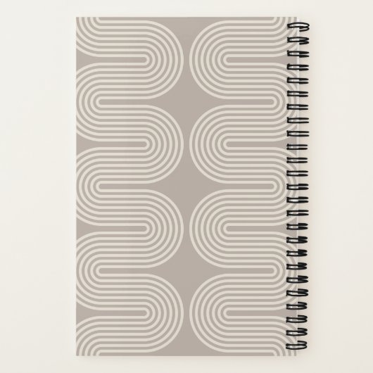 Taupe Lombard Wavy Lines Modern Custom Notebook ノートブック (裏面)