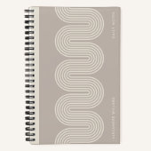 Taupe Lombard Wavy Lines Modern Custom Notebook ノートブック (正面)