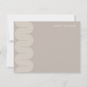 Taupe Lombard Wavy Lines Modern Stationery Card ノートカード (正面)