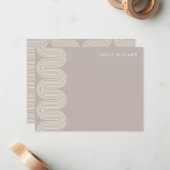 Taupe Lombard Wavy Lines Modern Stationery Card ノートカード (正面/裏面インサイチュ)