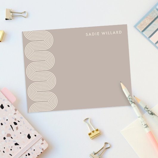 Taupe Lombard Wavy Lines Modern Stationery Card ノートカード