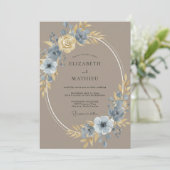 Taupe Majestic Floral Wedding 招待状 (スタンド正面)